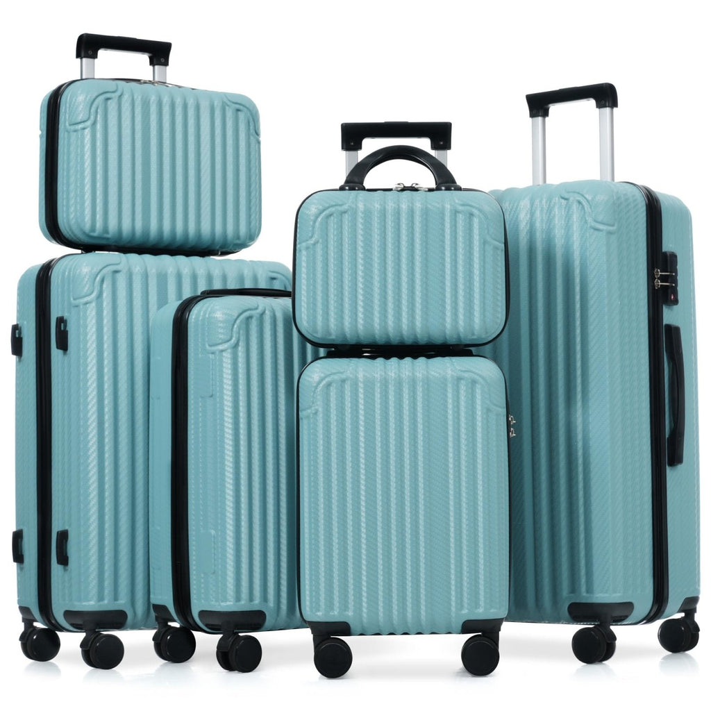 Merax Luggage Set 6 Piece, Lightweight ABS Hardshell Suitcases with Spinner Wheels & TSA Lock, Carry-On & Checked Travel Luggage for Family Travel