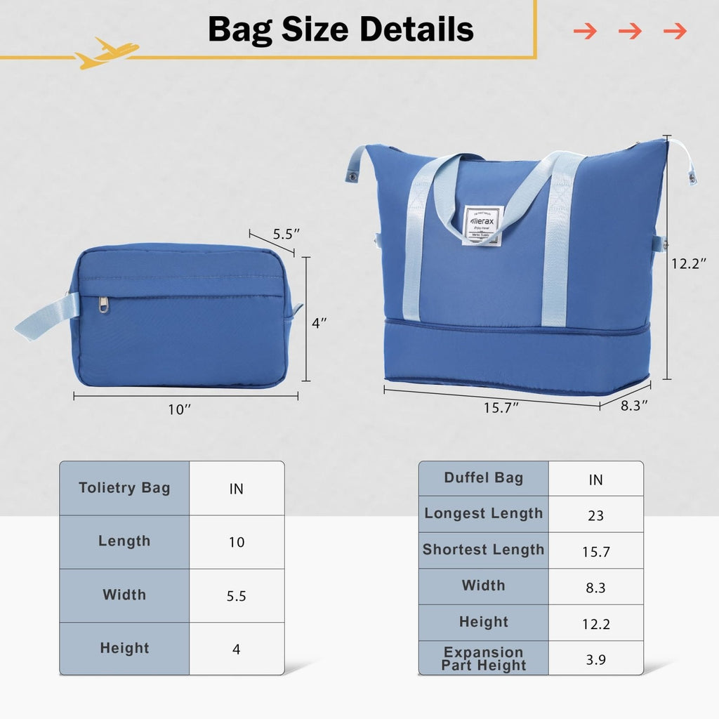 Merax Luggage Sets 2 Piece Suitcase Set, Hardshell 20 IN & 24 IN Suitcase Set with Duffel Bag, Travel Suitcases with Spinner Wheels and TSA Lock(Blue)