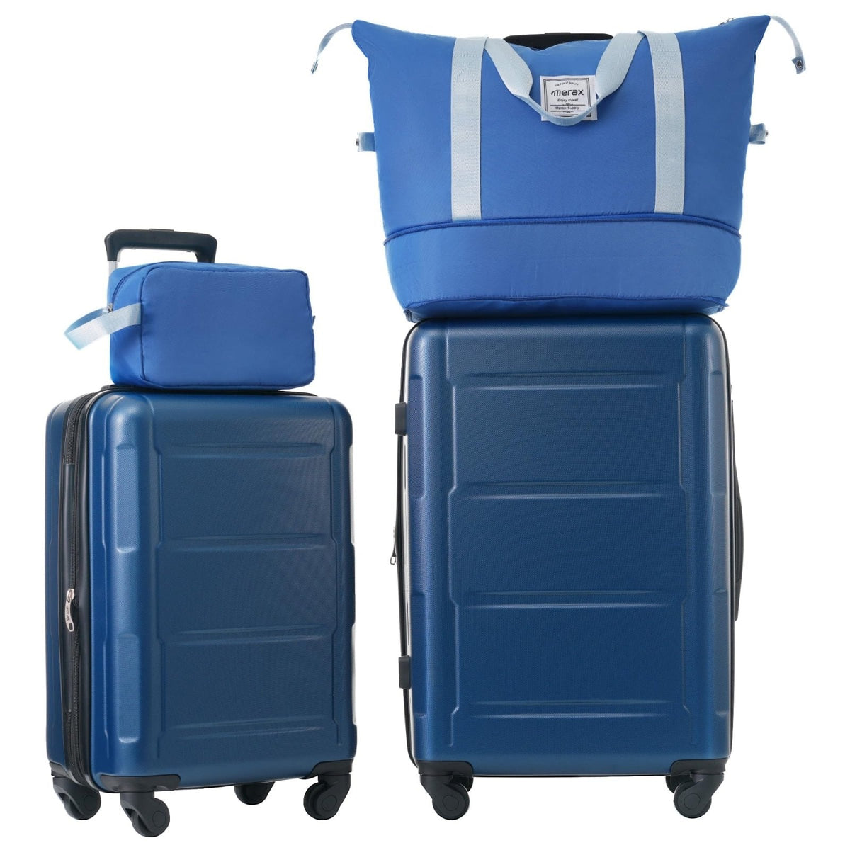 Merax Luggage Sets 2 Piece Suitcase Set, Hardshell 20 IN & 24 IN Suitcase Set with Duffel Bag, Travel Suitcases with Spinner Wheels and TSA Lock(Blue)