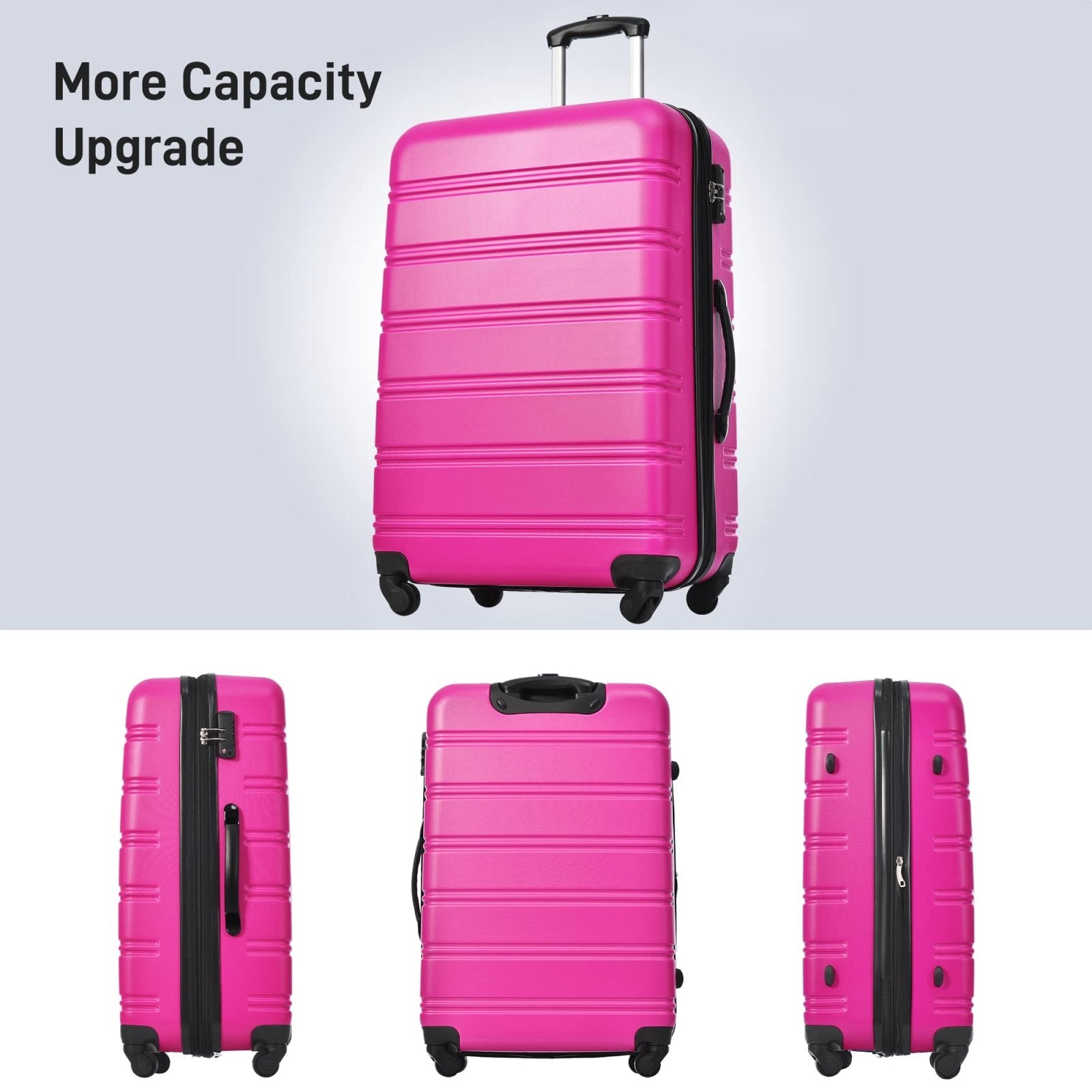 Merax Luggage Sets 2 Piece with Bag, Suitcase Set Carry On Travel Luggage TSA Lock Spinner Wheels Hardshell Lightweight, 20 inch 28 inch, Rose Red (3 Set)