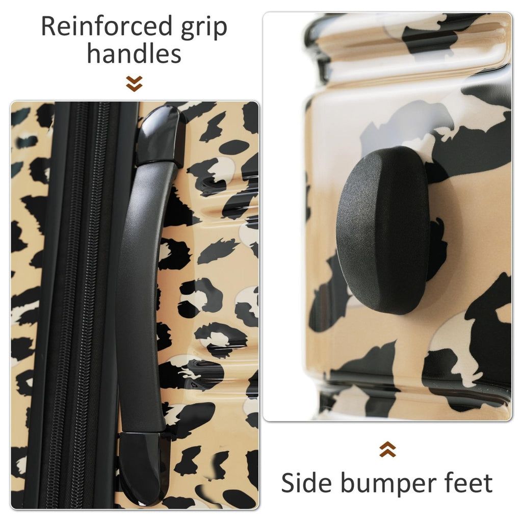 Merax Luggage Sets 3 Piece, Hardside Expandable Suitcase Set with Spinner Wheels, Lightweight Leopard 20+24+28 IN Suitcase with Carry on Luggage, Leopard Brown