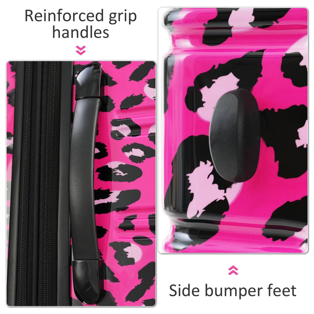 Merax Luggage Sets 3 Piece, Hardside Expandable Suitcase Set with Spinner Wheels, Lightweight Leopard Luggage 20+24+28 IN, Leopard Hot Pink
