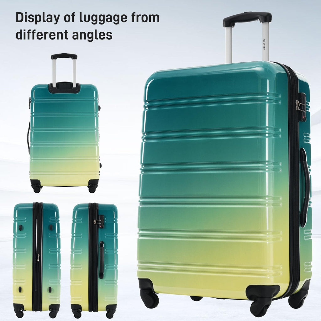 Merax Luggage Sets 3 Piece, Hardside Expandable Suitcase Set with Spinner Wheels, Lightweight Multicolor 20+24+28 IN Suitcase with Carry on Luggage, Green and Yellow