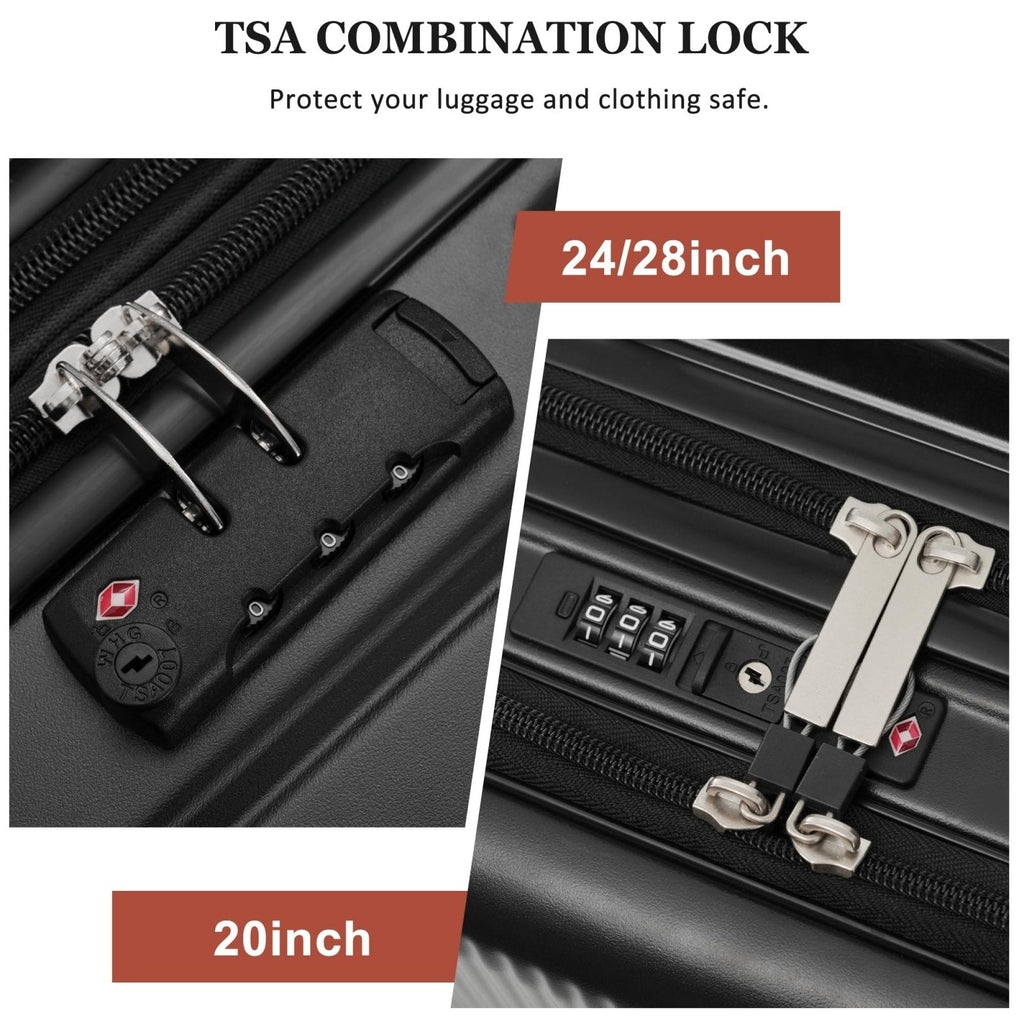 Merax Luggage Sets 5 Piece Hardside Expandable Suitcase with Wheels TSA Locks,ABS Hardside Lightweight Rolling Suitcase for Women and Men,Black