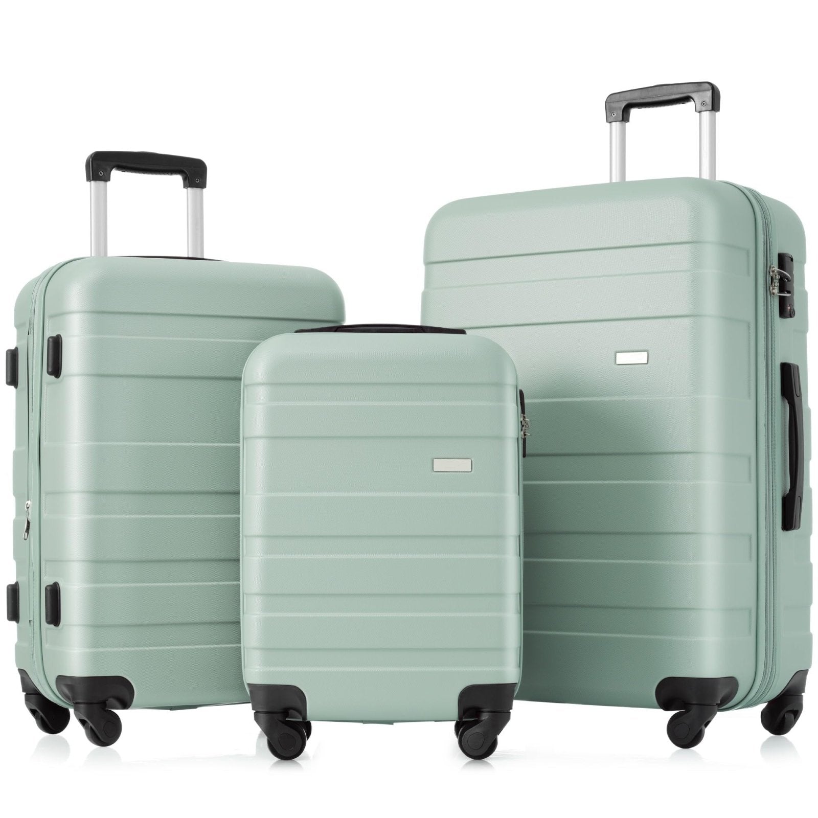 Merax Luggage Sets ABS Hardshell 3 Piece Suitcase with Spinner Wheels & TSA Lock, Lightweight Durable Travel Luggage 20''/24''/28'' for Airline Carry-On (Green, 20''+24''+28'')