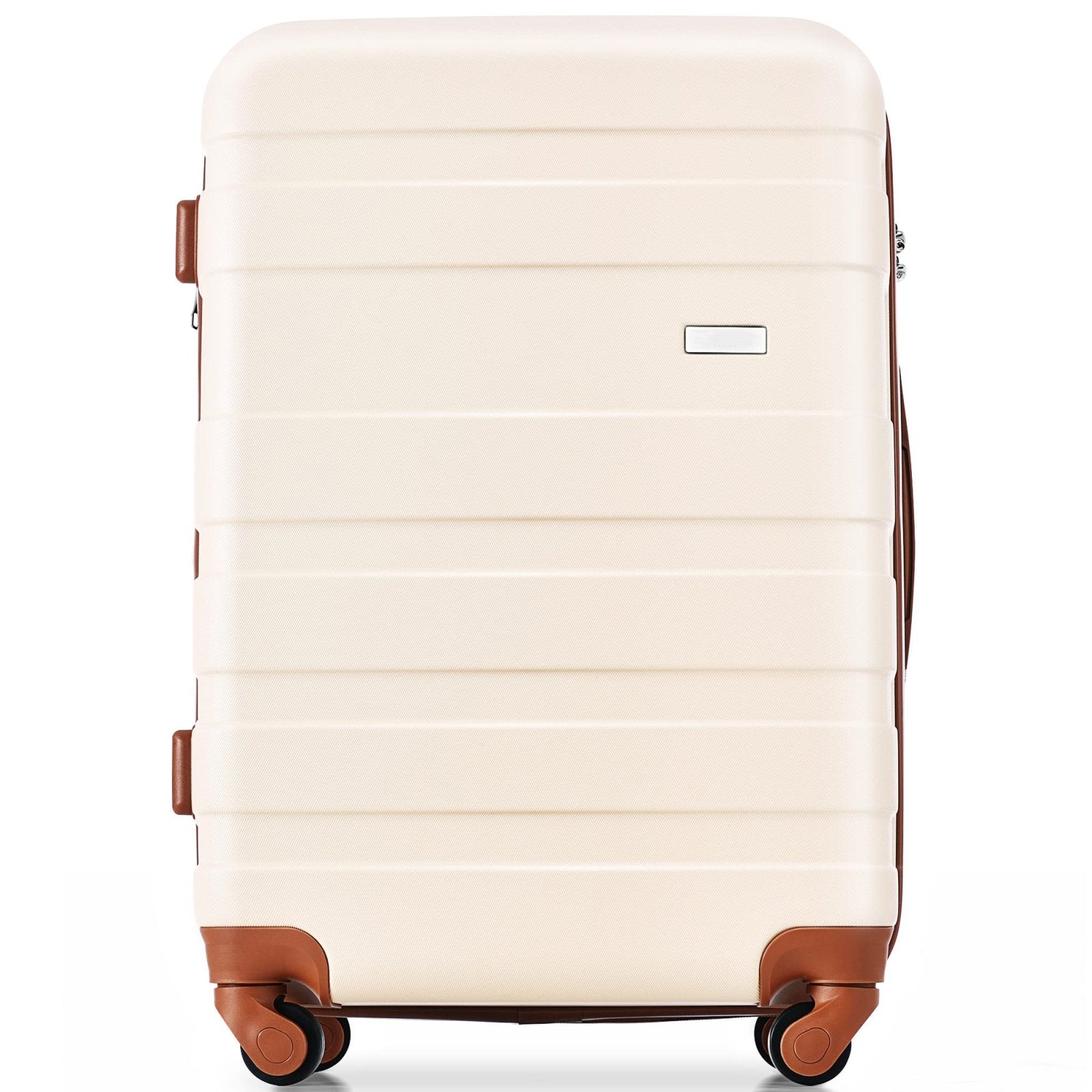 Merax Luggage Sets Hardshell 3 Piece Suitcase with Spinner Wheels & TSA Lock ABS Lightweight Durable Travel Luggage 20''/24''/28'' for Airline Carry - On (Ivory and Brown, No Extended Functions)