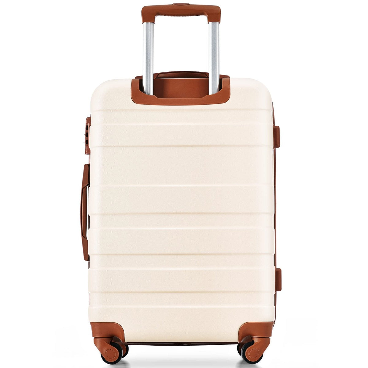 Merax Luggage Sets Hardshell 3 Piece Suitcase with Spinner Wheels & TSA Lock ABS Lightweight Durable Travel Luggage 20''/24''/28'' for Airline Carry - On (Ivory and Brown, No Extended Functions)