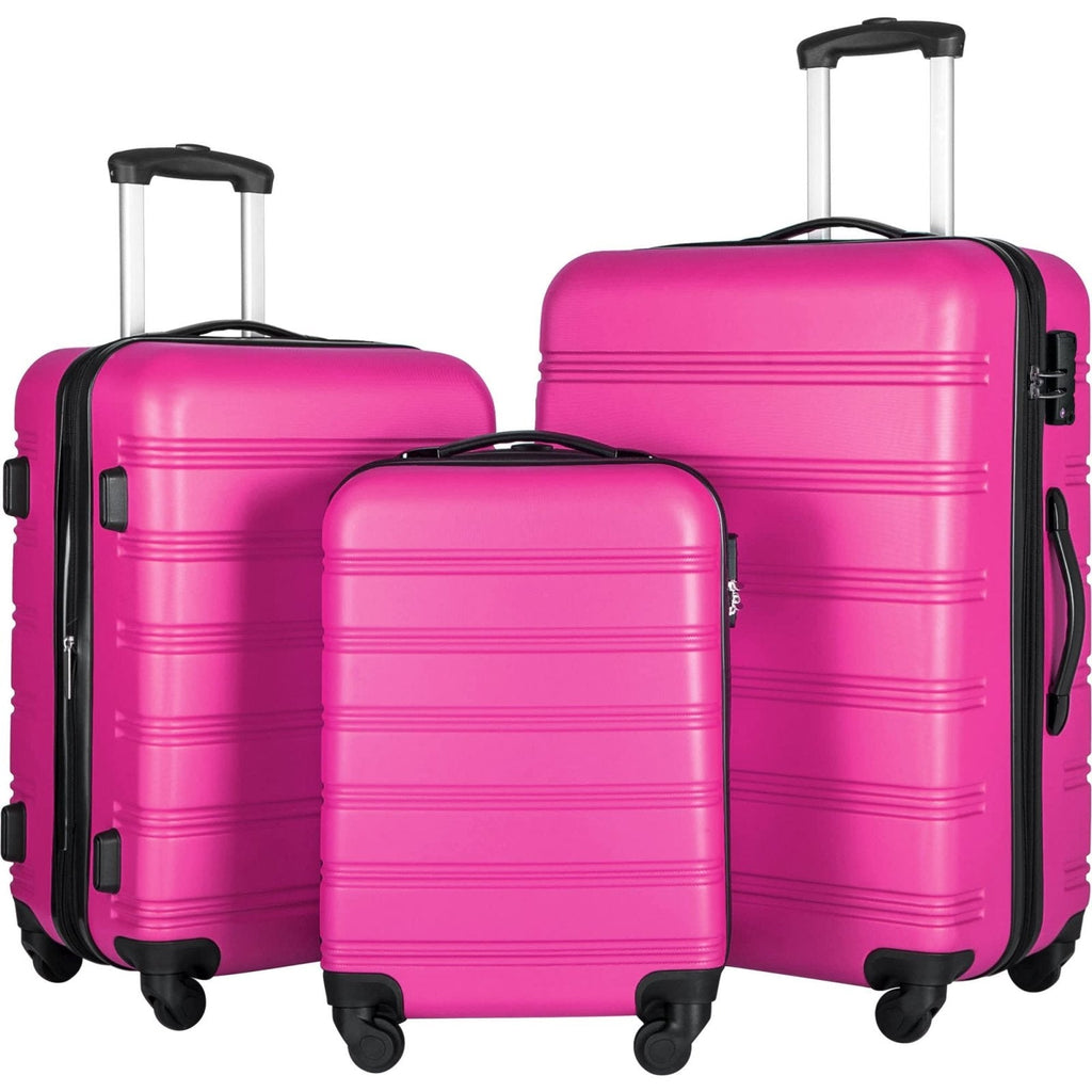 Merax Luggage Sets, Hardshell Luggage Sets 3 Piece 20"+24"+28" Luggages Hardside Spinner Suitcase with TSA Lock, Pink