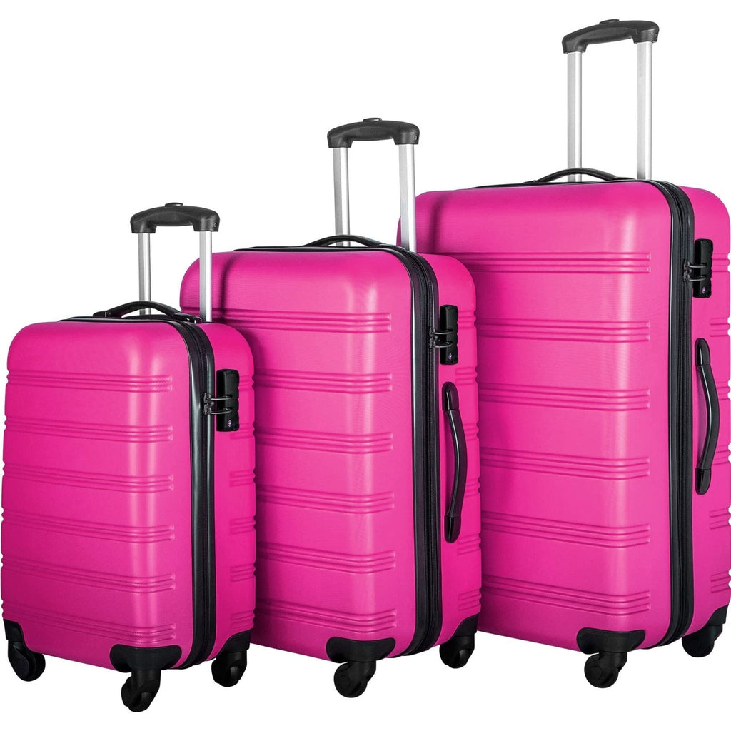 Merax Luggage Sets, Hardshell Luggage Sets 3 Piece 20"+24"+28" Luggages Hardside Spinner Suitcase with TSA Lock, Pink