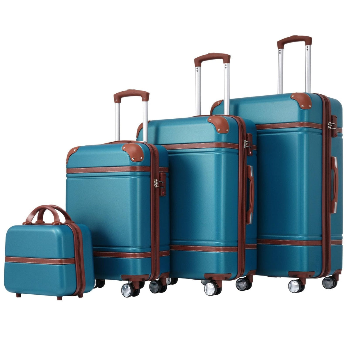 Merax Luggage Sets, Hardshell Luggage Sets 4 Pieces 20"+24"+28" Luggages and Cosmetic Case Spinner Suitcase with TSA Lock Lightweight, Blue