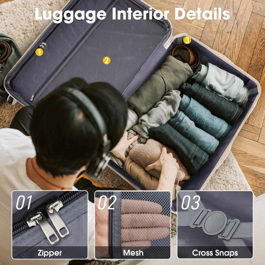 Merax Luggage sets of 13 Piece 16 20 20 28 IN Carry on Luggage Hard Case Light Pink Luggage Expandable Checked Luggage Suitcase Set with Wheels