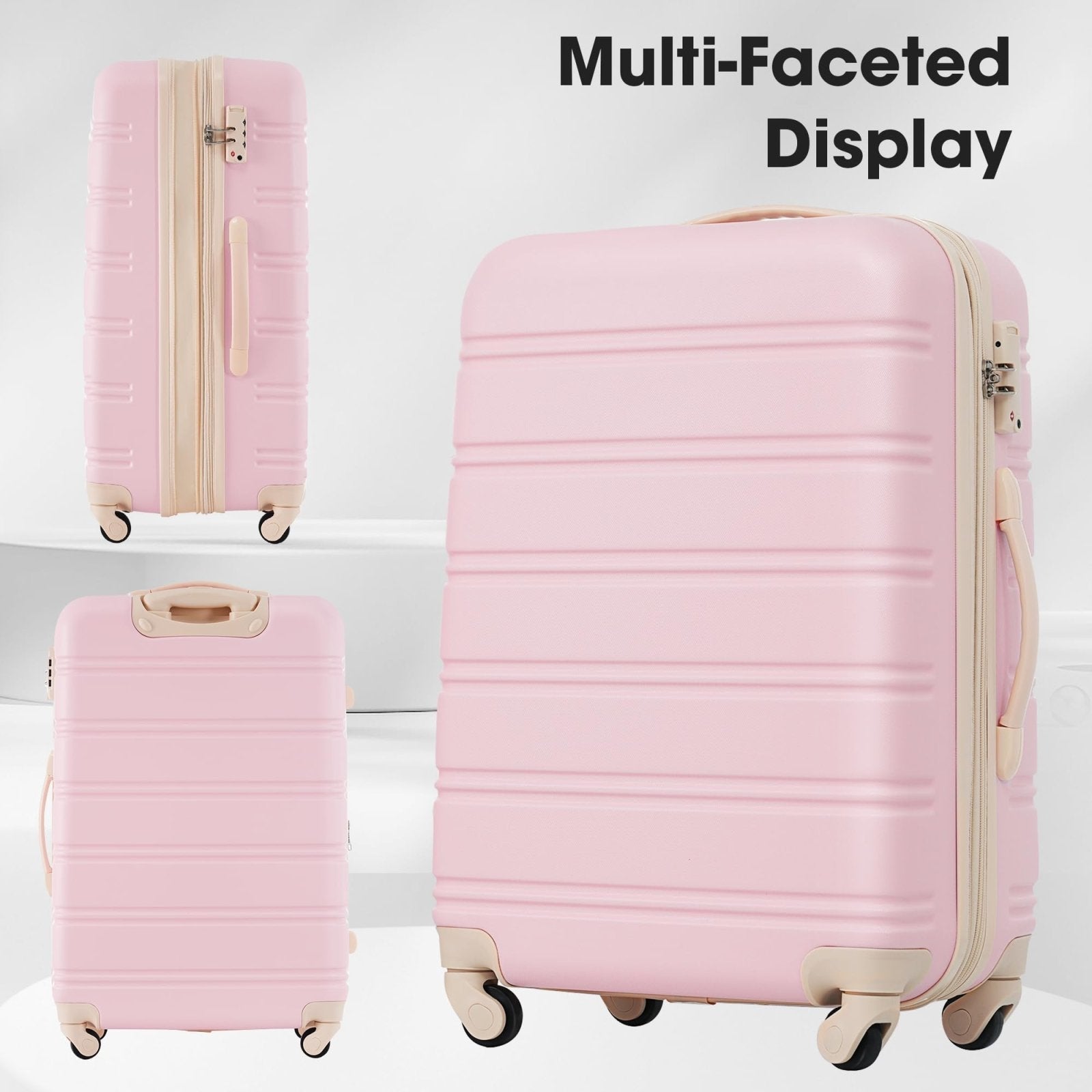 Merax Luggage sets of 13 Piece 16 20 20 28 IN Carry on Luggage Hard Case Light Pink Luggage Expandable Checked Luggage Suitcase Set with Wheels