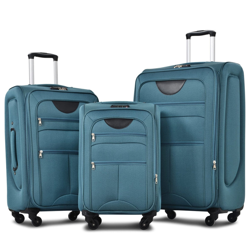 Merax Softside Luggage Set, Travel Suitcase Expandable Lightweight, 3 Piece Luggage Sets with Spinner Wheels 22" 26" 30" Suitcase with TSA Lock (Blue Green)