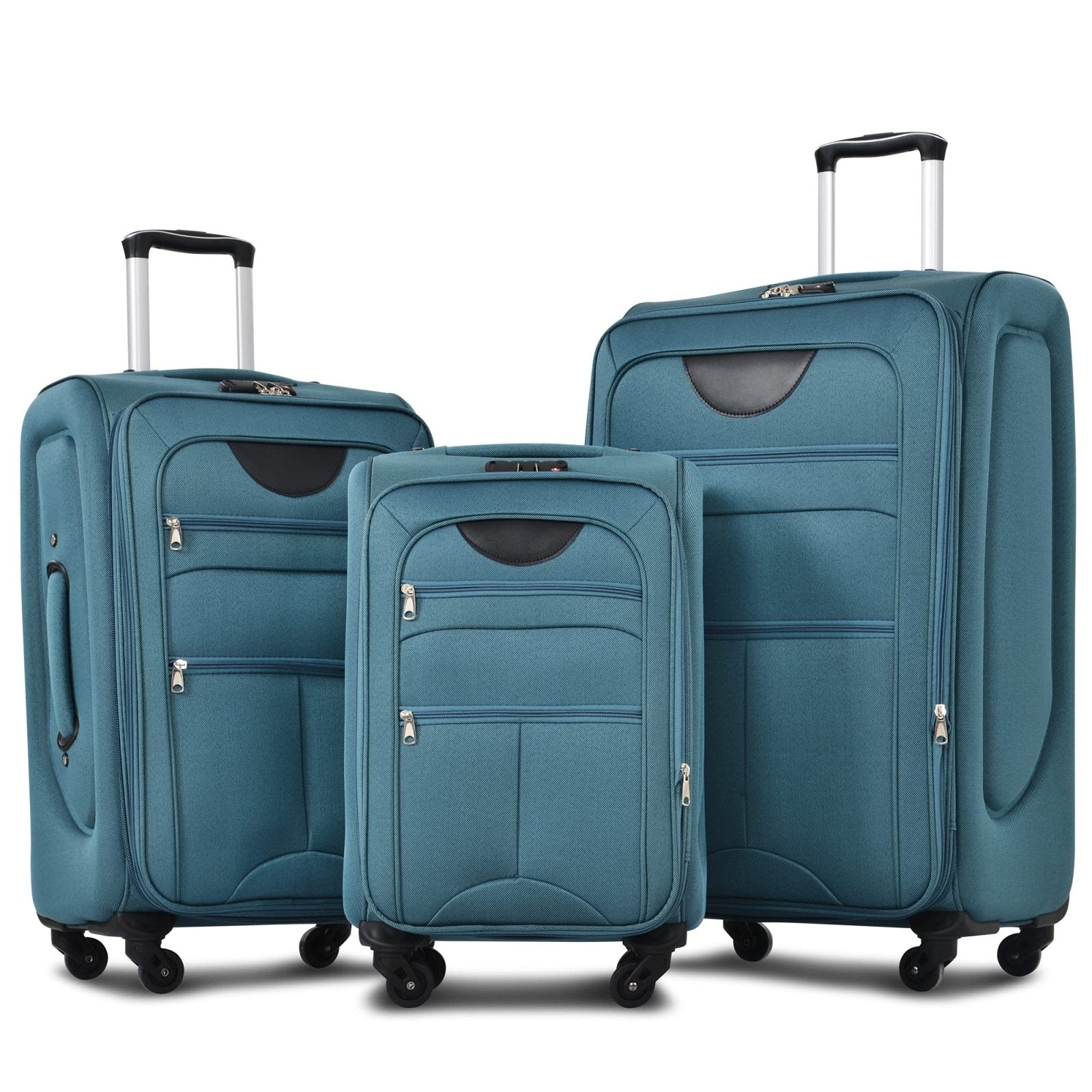 Merax Softside Luggage Set, Travel Suitcase Expandable Lightweight, 3 Piece Luggage Sets with Spinner Wheels 22" 26" 30" Suitcase with TSA Lock (Blue Green)