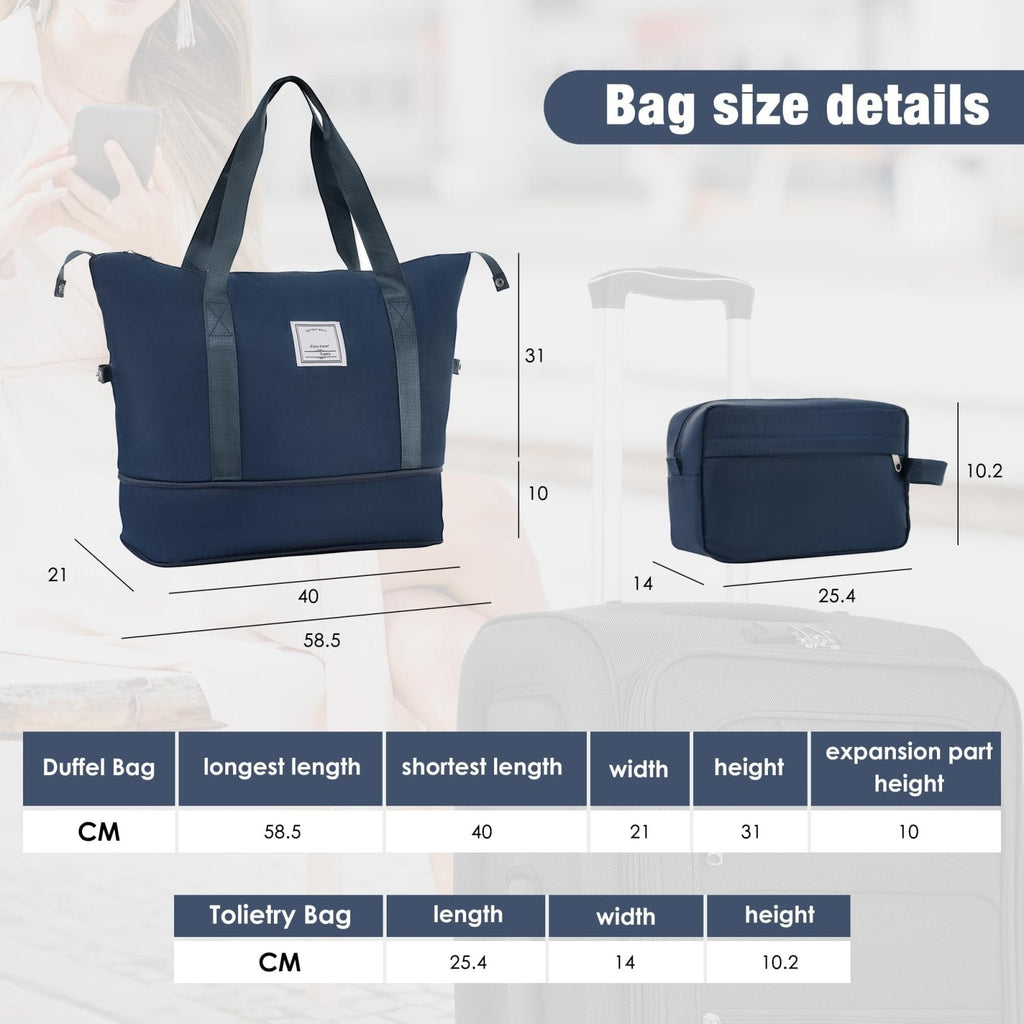 Merax Softside Luggage Set with Duffel Bag Expandable 3 - Piece Suitcases Spinner Wheels TSA Lock Lightweight Travel Set Easy Access Pockets Premium 610D Fabric (Softside, Dark Blue, (20/24/28/DB/TB))