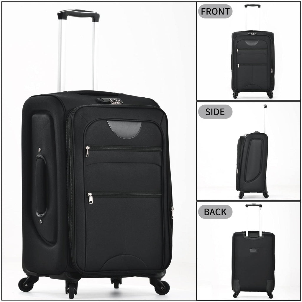 Merax Suitcase Set Softside 3 - Piece Expandable Luggage with TSA Lock Spinner Wheels Lightweight Upright Luggage with Travel Bag(22/26/30 IN, Black)