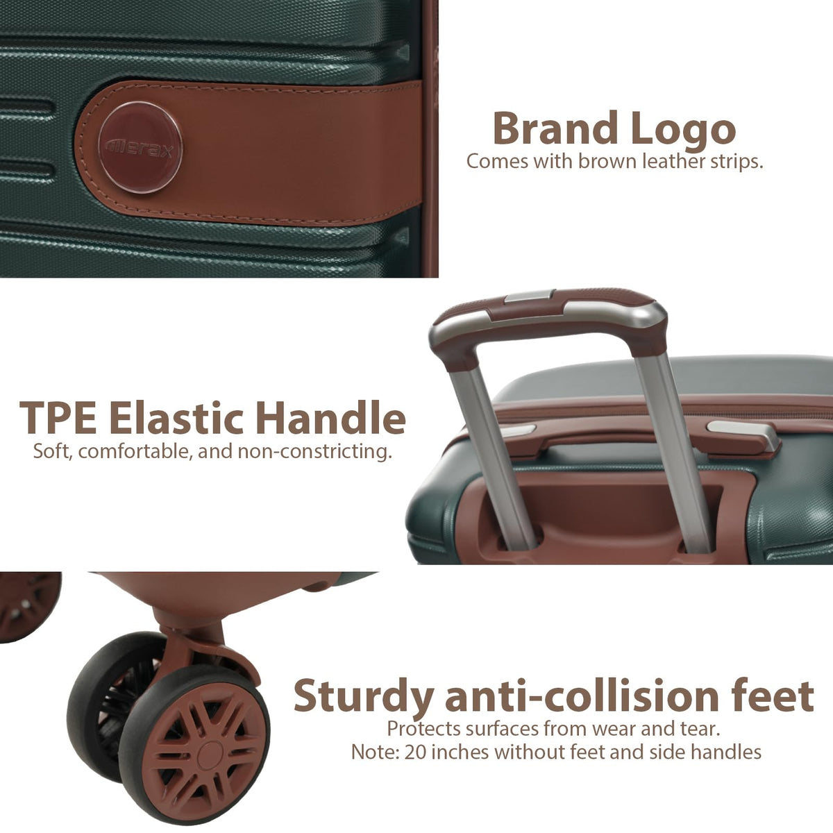 Merax Suitcase Set with Spinner Wheels TSA Lock Durable Hardshell 22x14x9 Airline Approved Carry on Luggage for Travel Women Men