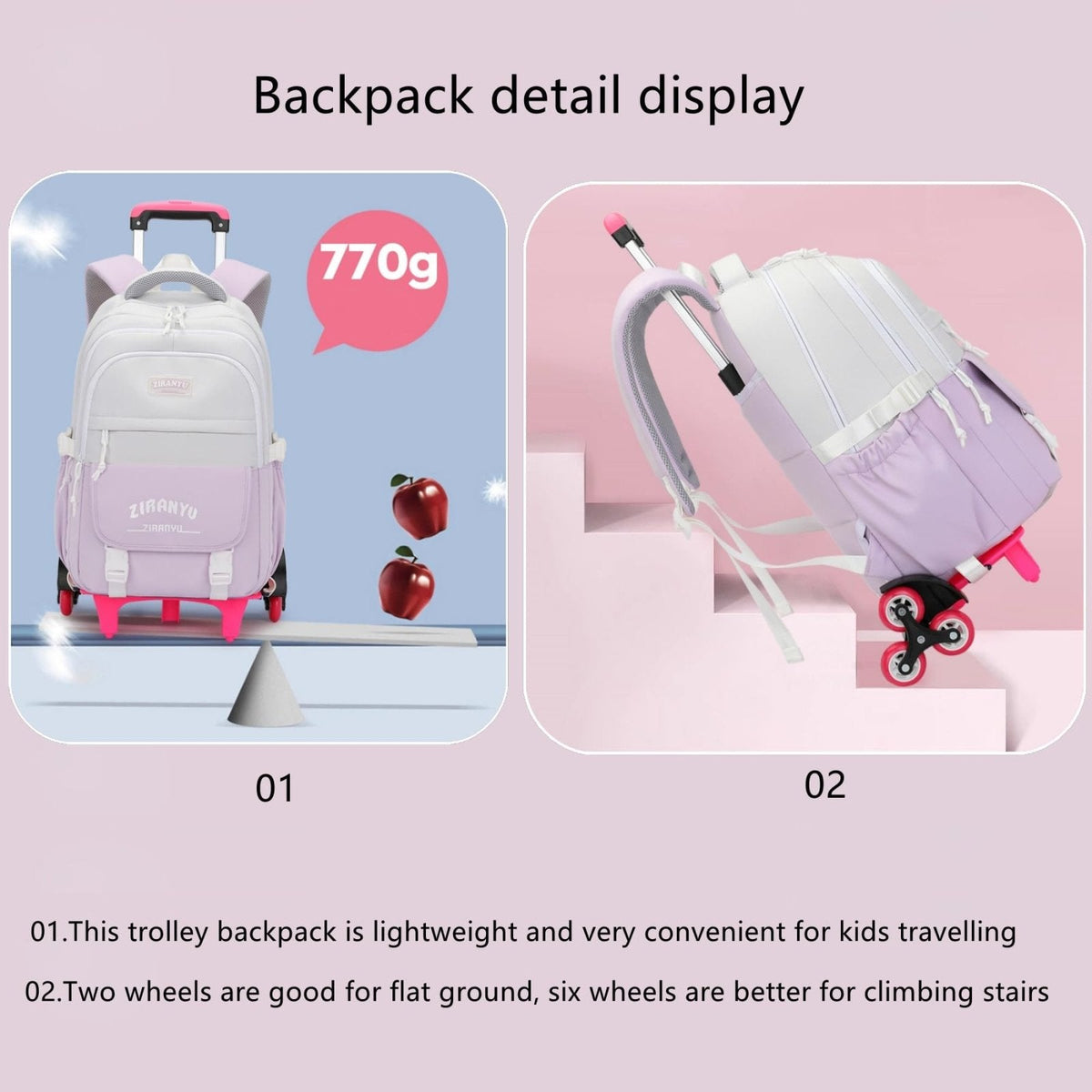 Mfikaryi Rolling Backpack,Backpack with Wheels for Boys,Capacity Wheeled Bookbag for School,Roller Backpack