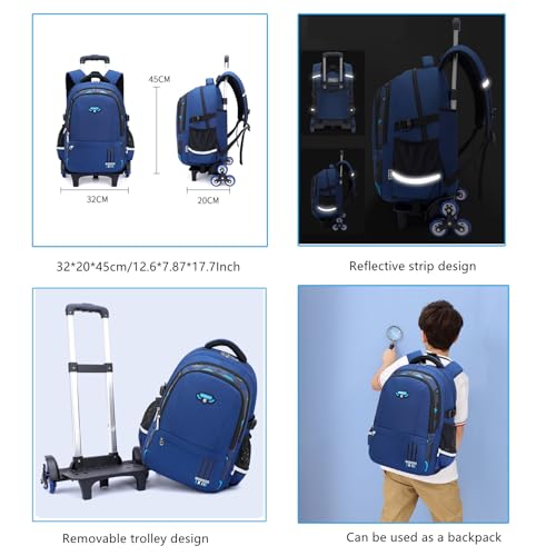 Mfikaryi Solid Color Elemetary Rolling Backpack,Camo Prints Kids Wheeled School BookBag,Backpack with wheels for boys
