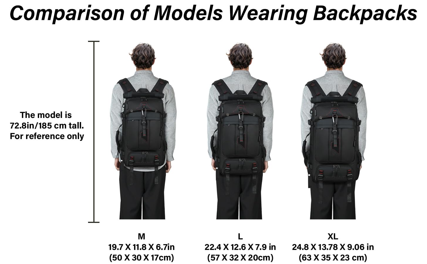 Mfinesun Travel Backpack for Men & Women, 50L Large Carry on Backpack Durable Convertible Duffle Bag Fit for 17 Inch Laptop with Shoe Compartment, Wet Pocket