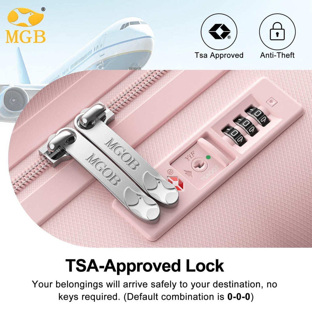 MGB Hardside Carry On Luggage with Spinner Wheels & Built - in TSA Lock, Durable Suitcase Rolling Luggage with Scratch - Resistant Surface, Carry - On 20 - Inch, Pink