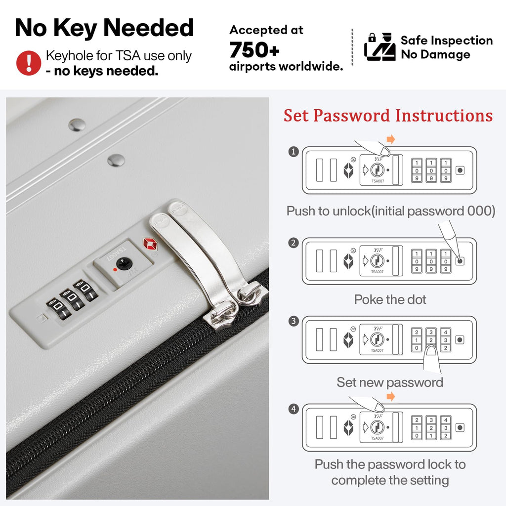 mixi 17x14x9 Carry On Luggage Underseat PC Hard Shell Suitcase Top Opening Aluminum Frame Travel Suitcases with Wheels, Smoke White