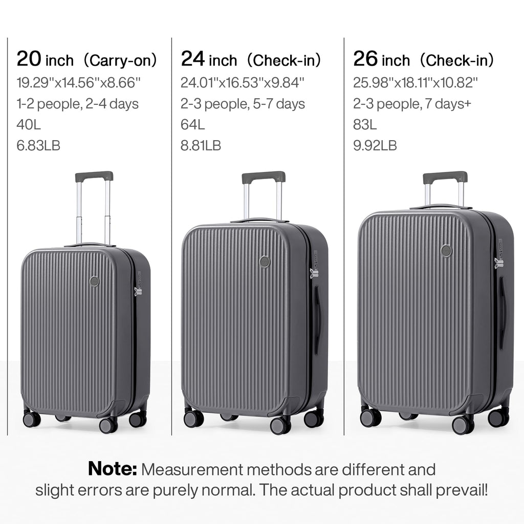 mixi 20 Inch Carry On Luggage PC Hardside Suitcases with Wheels & TSA for Travel Woman Men, Rock Gray