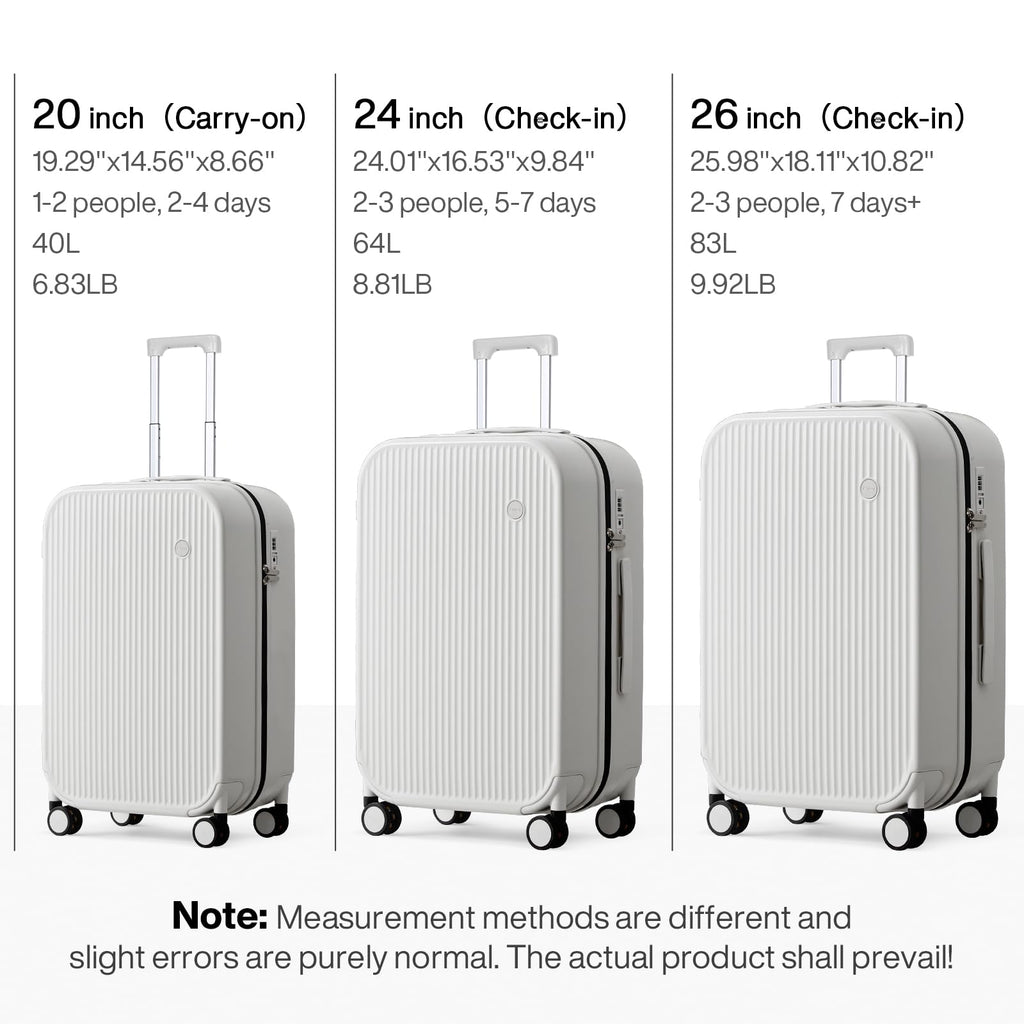 mixi 20 Inch Carry On Luggage PC Hardside Suitcases with Wheels & TSA for Travel Woman Men, Smoke White