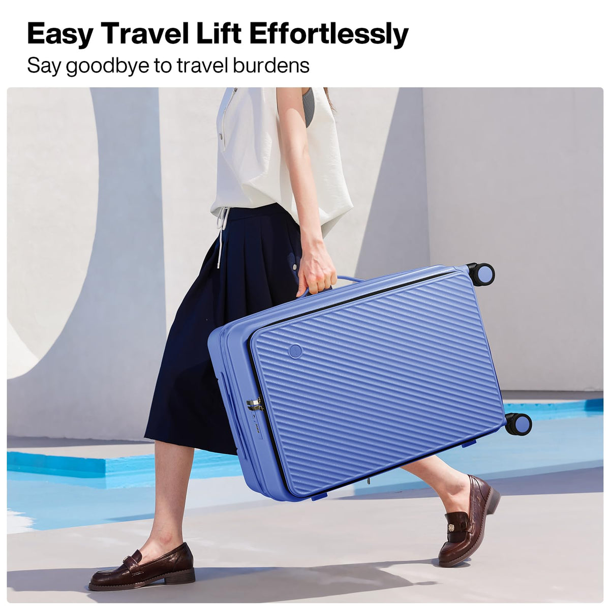 mixi 20 Inch Expandable Carry On Luggage PC Hard Shell Suitcase Top Opening Rolling Travel Suitcases with Spinner Wheels & TSA Lock, Dreamy Purple