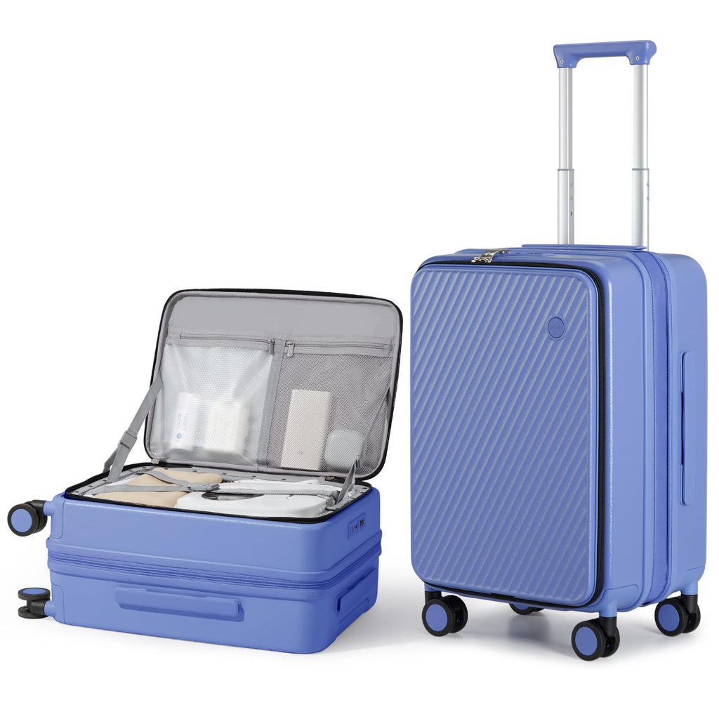 mixi 20 Inch Expandable Carry On Luggage PC Hard Shell Suitcase Top Opening Rolling Travel Suitcases with Spinner Wheels & TSA Lock, Dreamy Purple