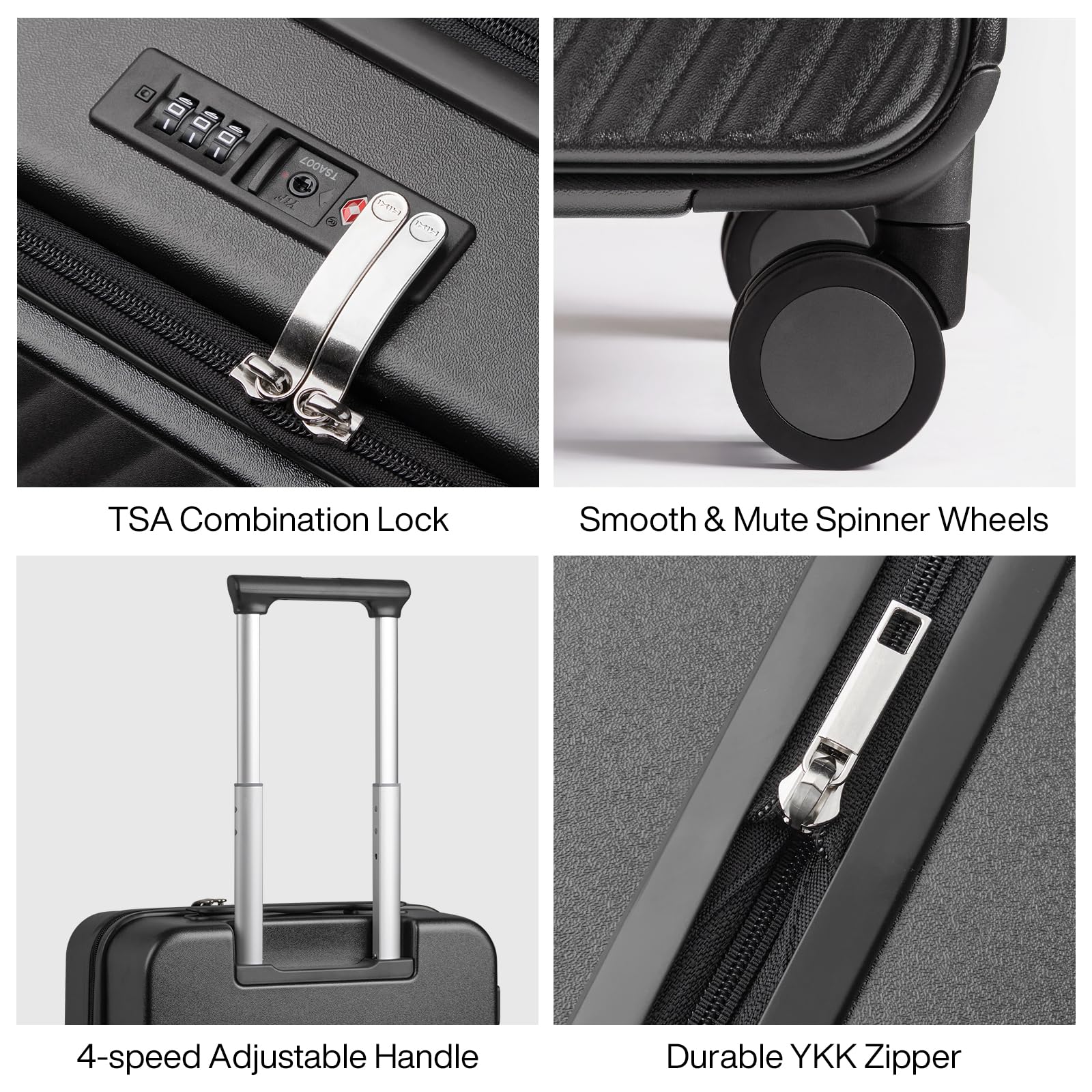mixi 20 Inch Expandable Carry On Luggage PC Hard Shell Suitcase Top Opening Rolling Travel Suitcases with Spinner Wheels & TSA Lock, Rock Gray