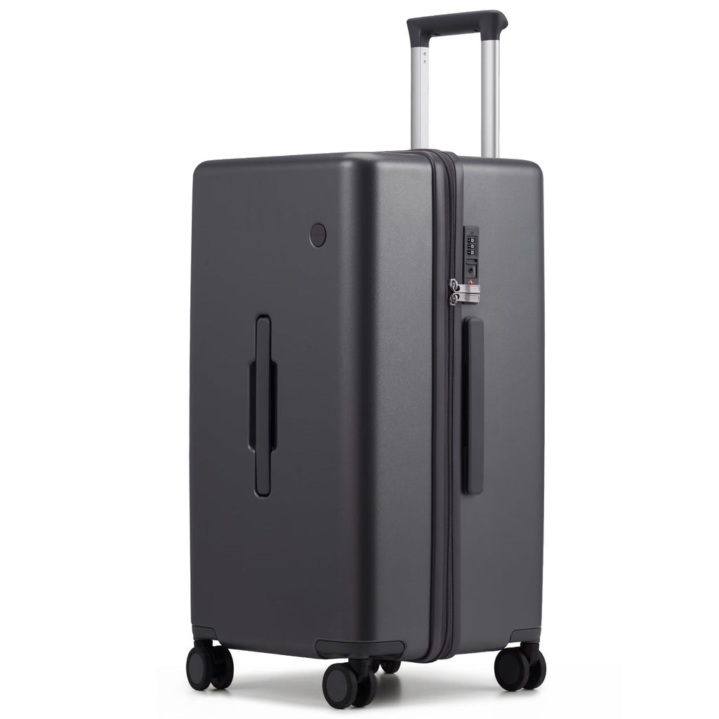 mixi 24'' Plus Trunk Luggage Medium Checked Luggage PC Hard Shell Rolling Travel Suitcases with Spinner Wheels & TSA Lock, Rock Gray