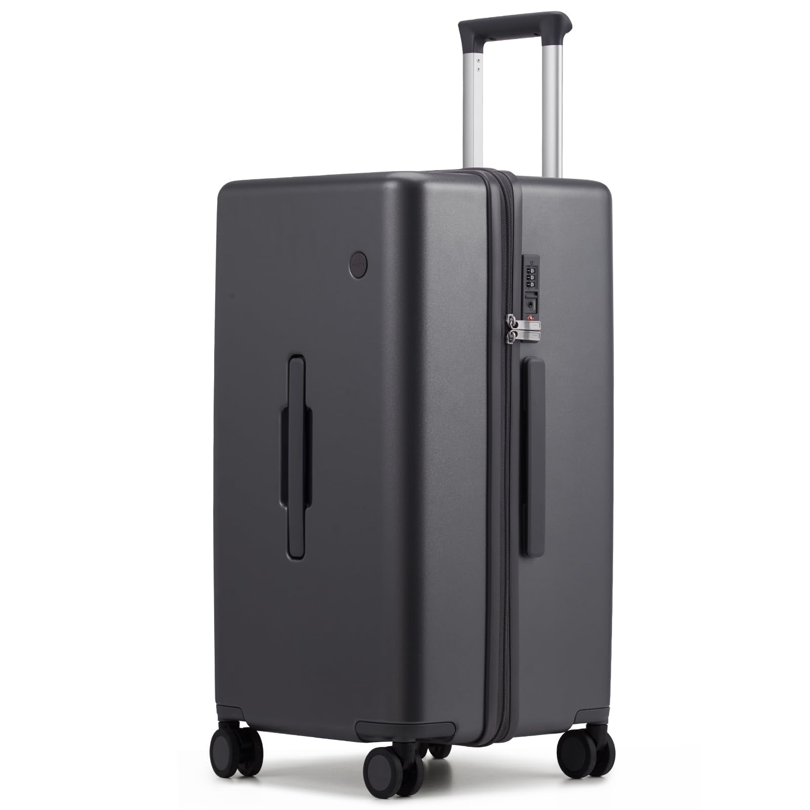 mixi 24'' Plus Trunk Luggage Medium Checked Luggage PC Hard Shell Rolling Travel Suitcases with Spinner Wheels & TSA Lock, Rock Gray