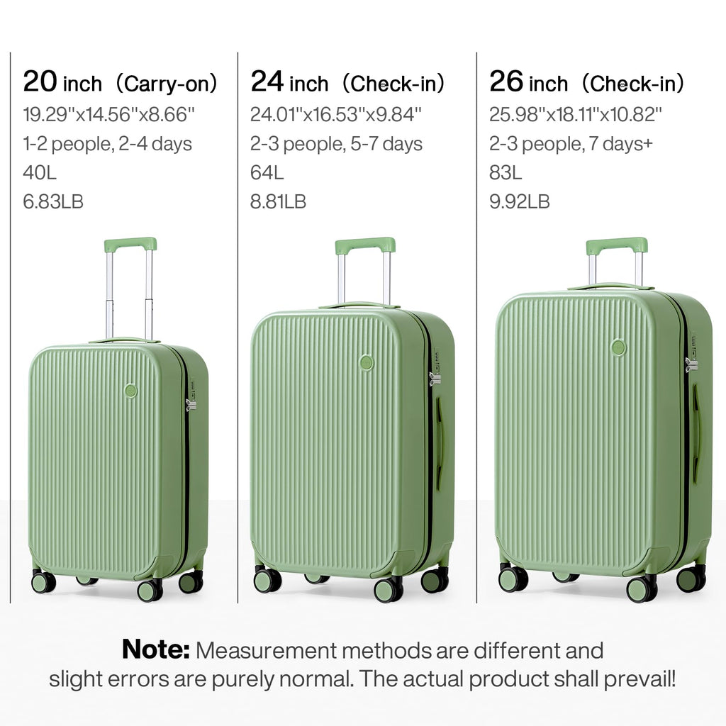 mixi 26 Inch Large Checked Luggage PC Hardshell Suitcases with Wheels for Travel Woman Men, Avocado Green
