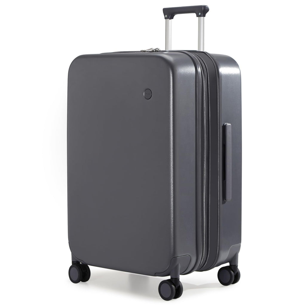 mixi 26 Inch Large Expandable Checked Luggage Suitcases with Spinner Wheels, Hardside Rolling Travel Suitcase PC with TSA Lock & Cover, Rock Gray