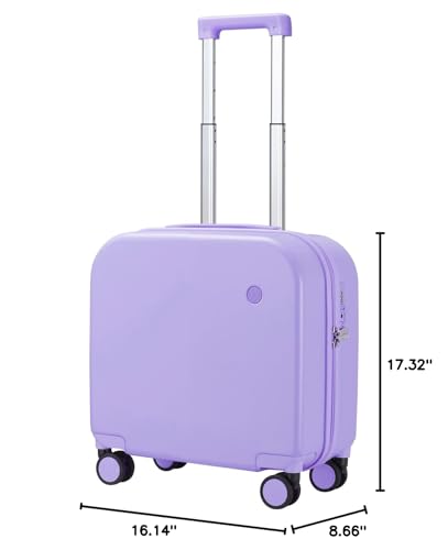 mixi Carry on Luggage, Suitcase with Spinner Wheels 16in Luggage Hardshell Lightweight Rolling Suitcases PC with Cover & TSA Lock, Lilac Purple
