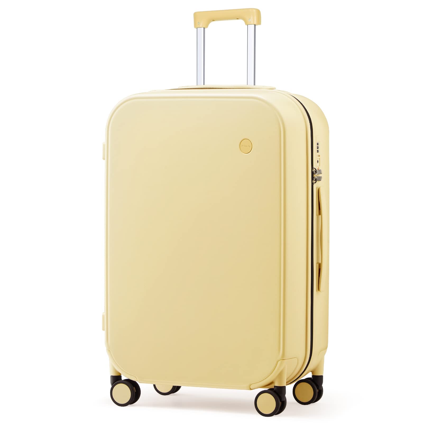 mixi Suitcase Spinner Wheels Checked Luggage Hardshell Lightweight Rolling Suitcases PC with Cover & TSA Lock for Business Travel, 24inch, Lark Yellow