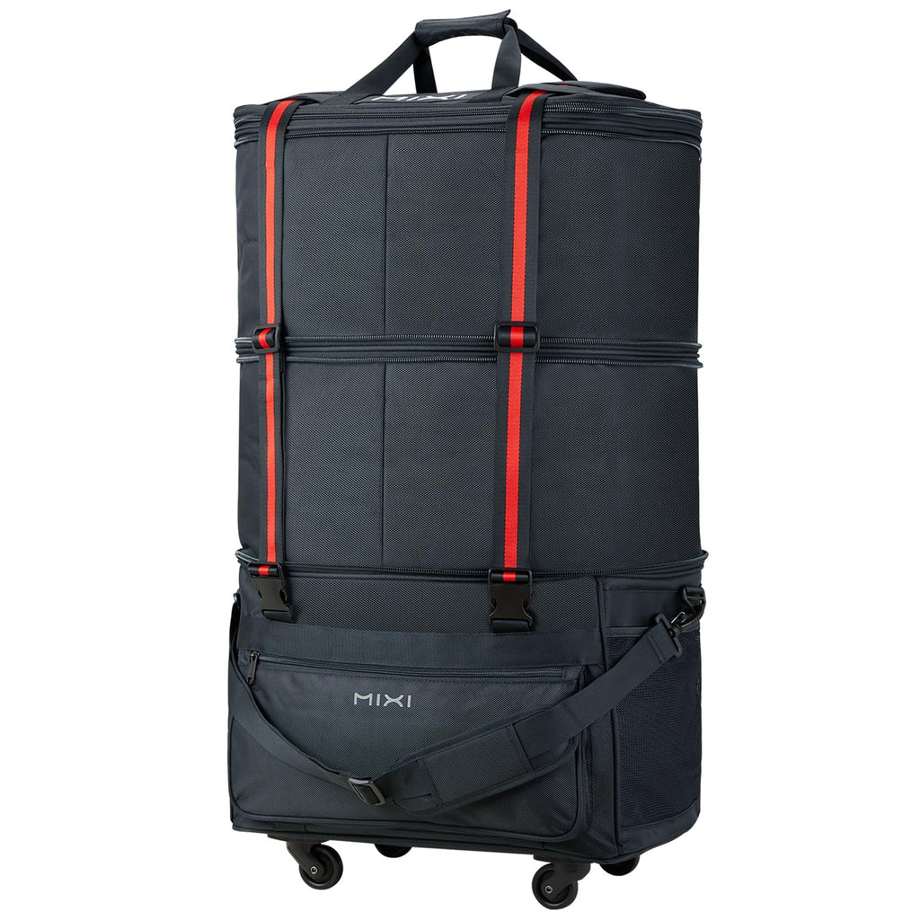 mixi Travel Bag with Wheels Expandable Foldable Luggage Bag Collapsible Rolling Travel Bag Duffel Bag Large Capacity Suitcase for Men Women, Dark Gray