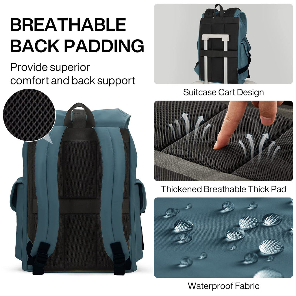 mixi Travel Laptop Backpack for Women & Men Carry On Backpack fits 16'' Laptop, Waterproof Lightweight Casual Weekender Bags Rucksack,17 Inch, Abyssal Green