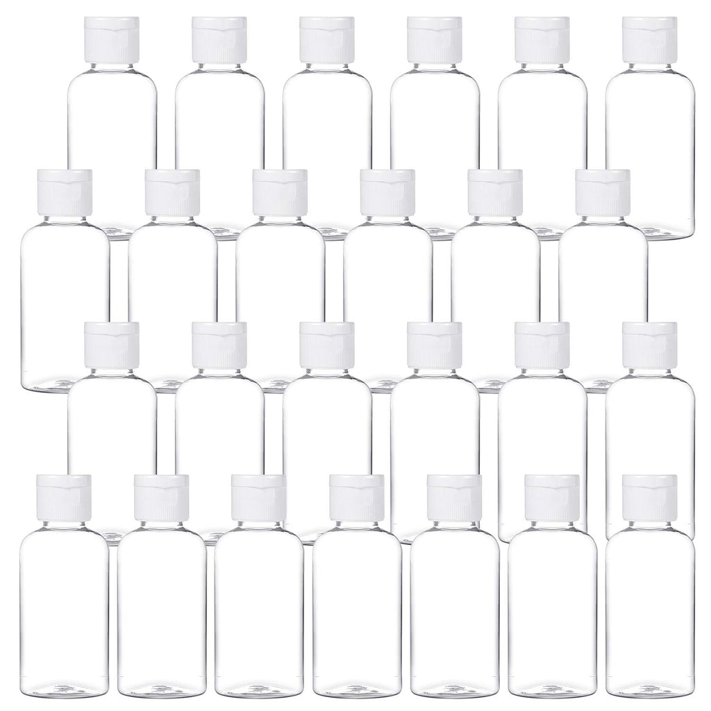 MMonDod 25 Pack 1.7oz/50ml Plastic Empty Bottles Clear Travel Containers Travel Size Bottles with Flip Cap Squeezable Refillable Toiletry (clear)