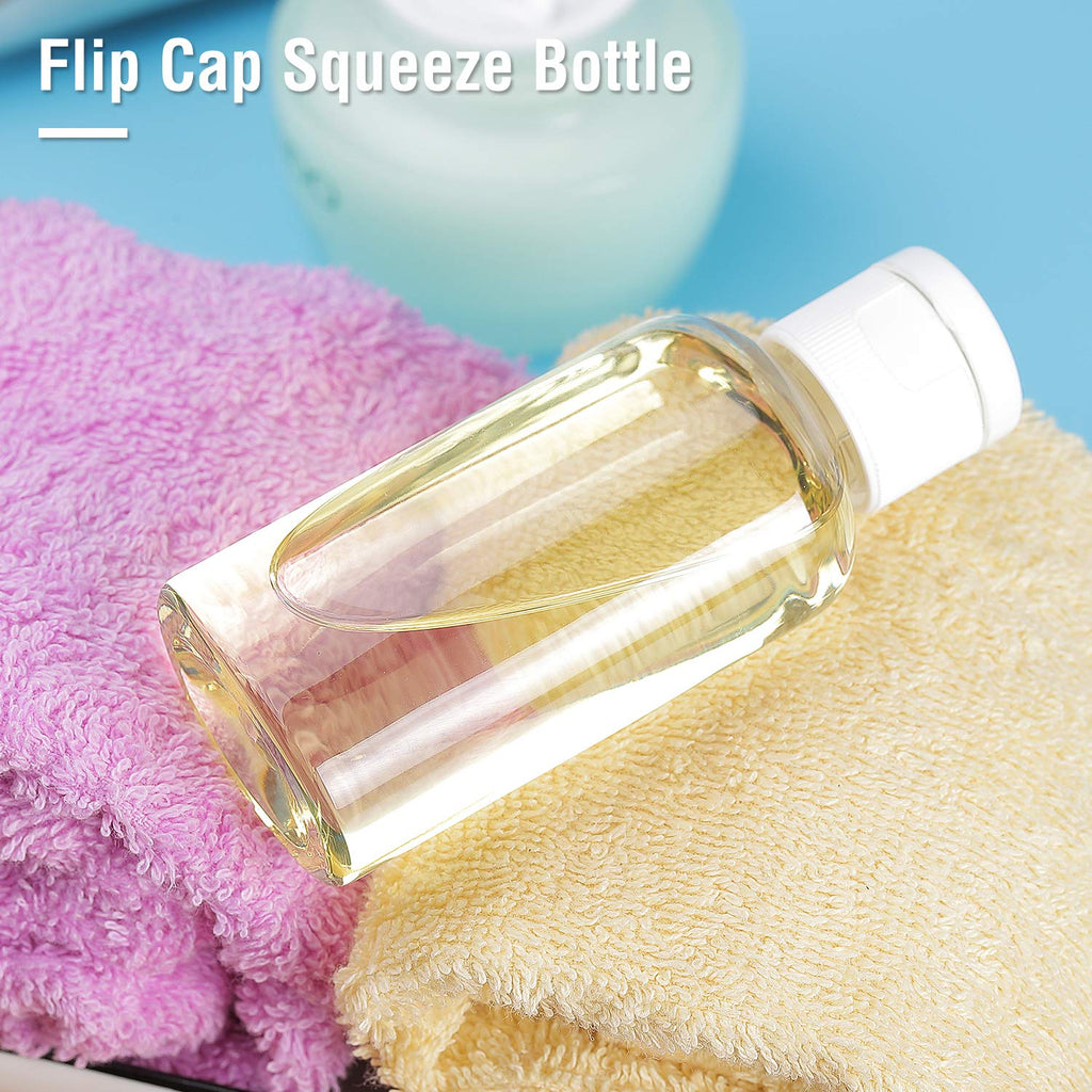 MMonDod 25 Pack 1.7oz/50ml Plastic Empty Bottles Clear Travel Containers Travel Size Bottles with Flip Cap Squeezable Refillable Toiletry (clear)