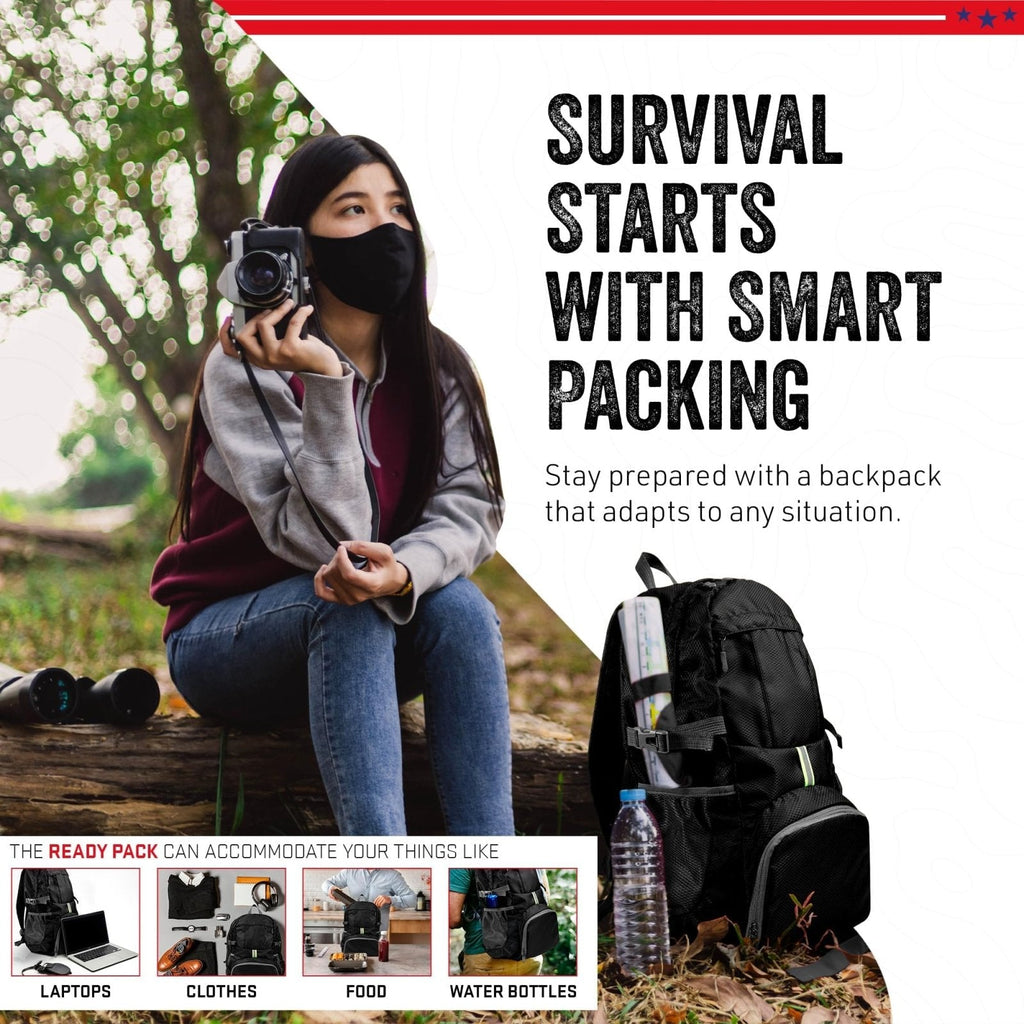 MODERN NEEDS Ready Pack 35L — Foldable Backpack for Travel | Lightweight, Water Resistant Hiking Daypack | Compact, Packable Backpack for Men & Women | Great for Camping & Daily Use