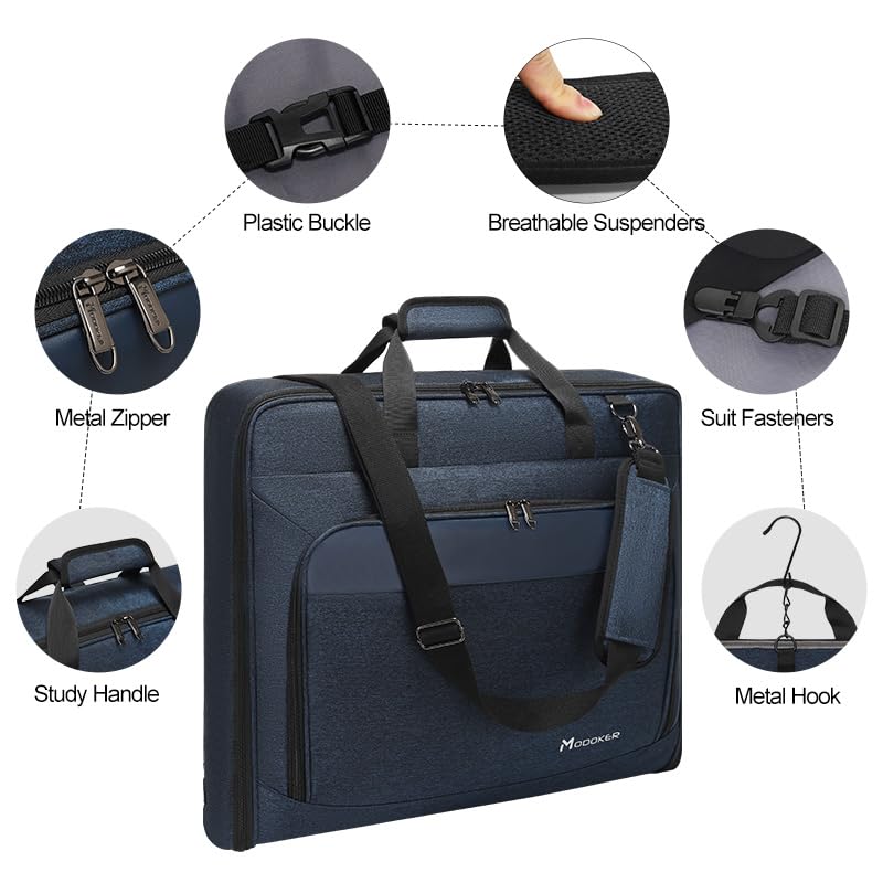 Modoker Carry On Garment Bags for Travel Hanging Clothes Suit Bag Luggage Organizer, Foldable Suit Carrier Gift for Men Women