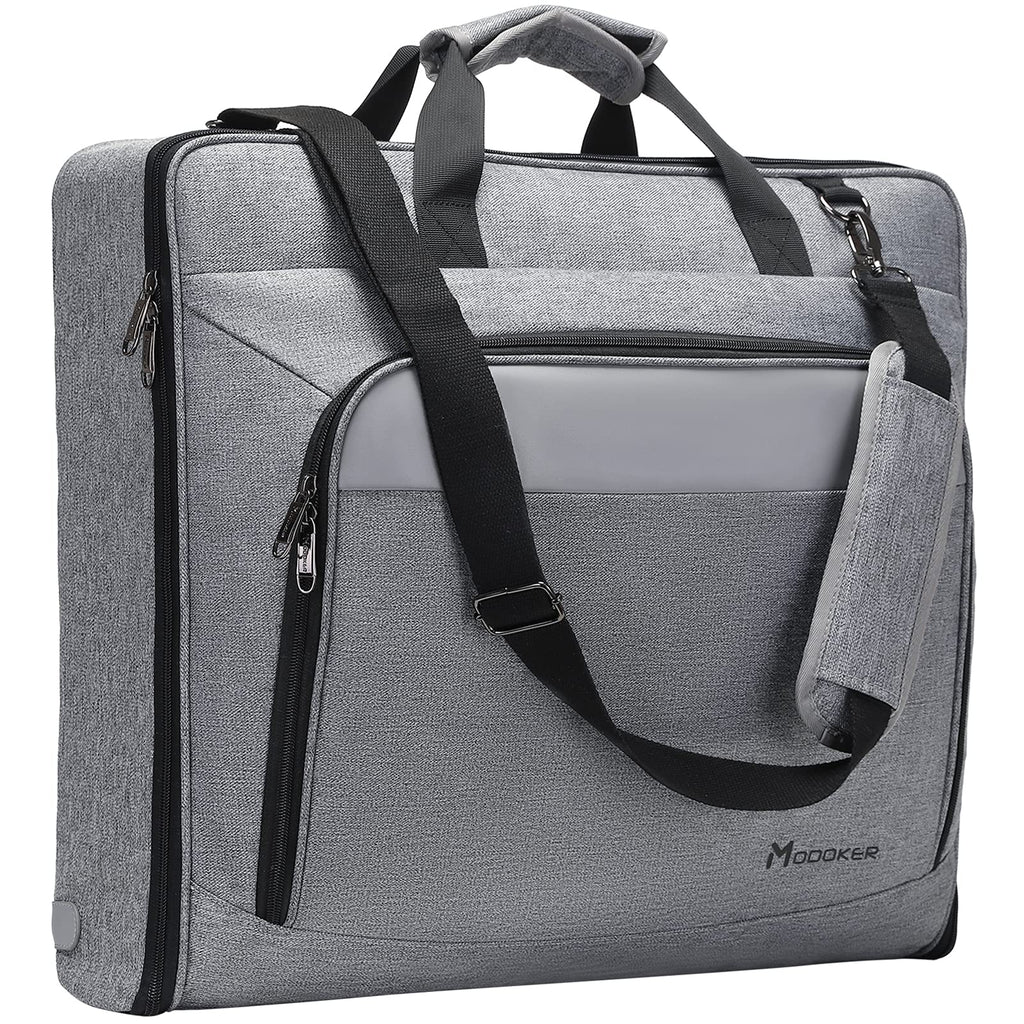 Modoker Carry On Garment Bags for Travel Hanging Clothes Suit Bag Luggage Organizer, Foldable Suit Carrier Gift for Men Women,Grey