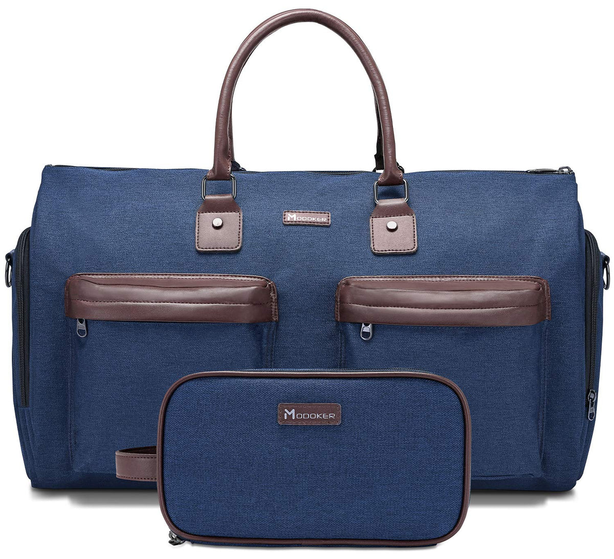 Modoker Convertible Garment Bag with Shoulder Strap, Carry on Garment Duffel Bag for Men Women - 2 in 1 Hanging Suitcase Suit Travel Bags, Blue