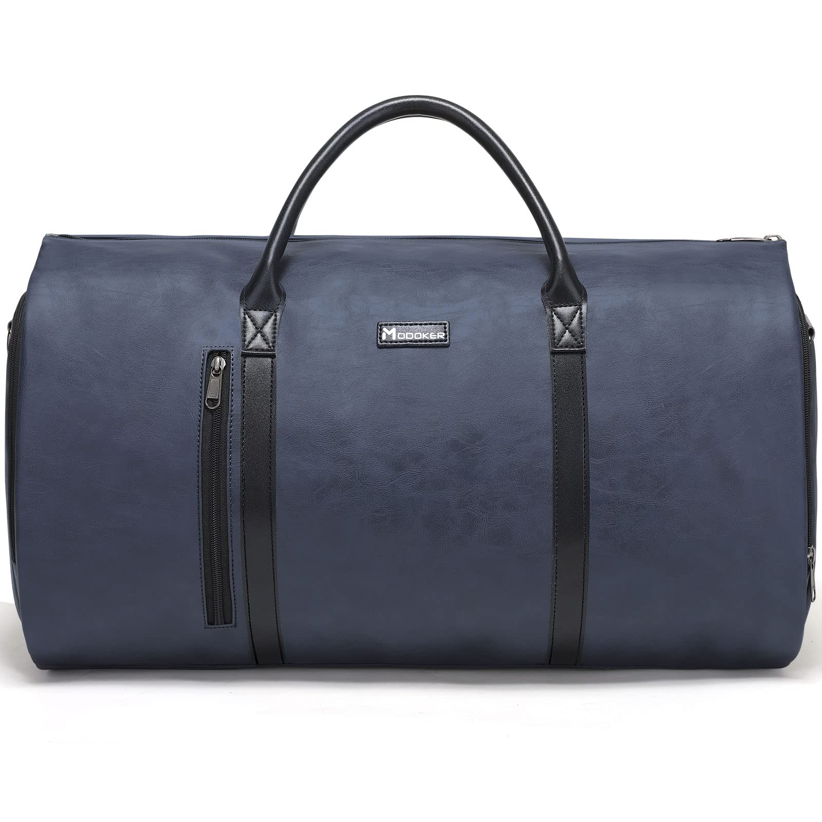 Modoker Convertible Leather Garment Bag, Carry on Garment Bags for Travel, Garment Duffel Bag, Gifts for Men Women Business Waterproof Suitcase Suit Travel Bags, Blue