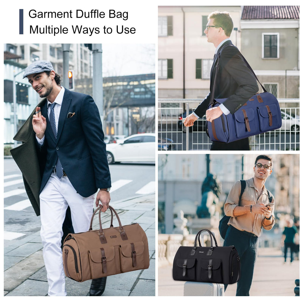 Modoker Convertible Weekender Bag - Canvas Duffle Bags for Travel with Hanging Feature, Blue