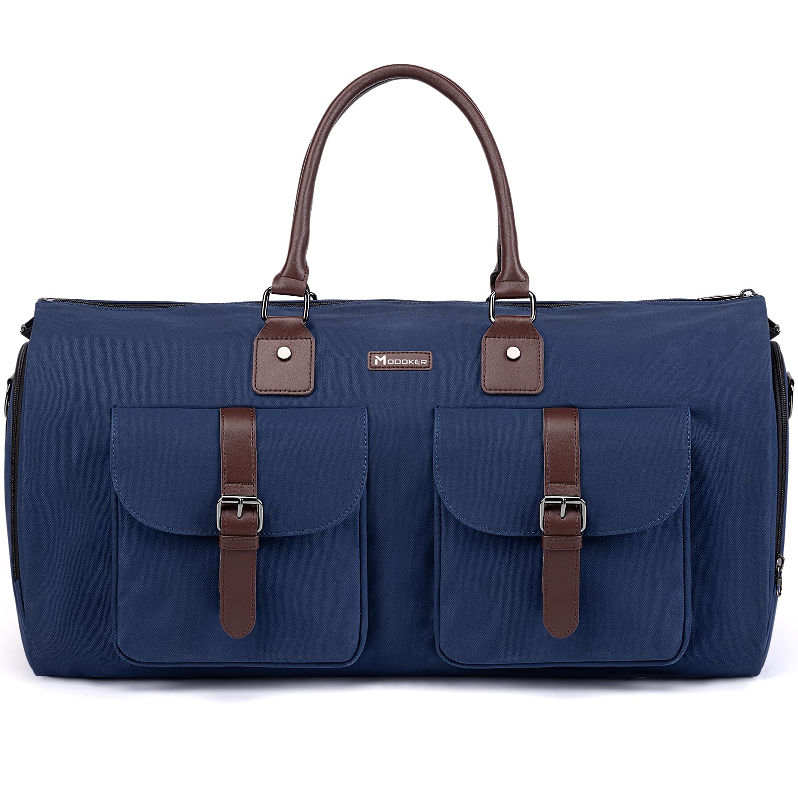 Modoker Convertible Weekender Bag - Canvas Duffle Bags for Travel with Hanging Feature, Blue