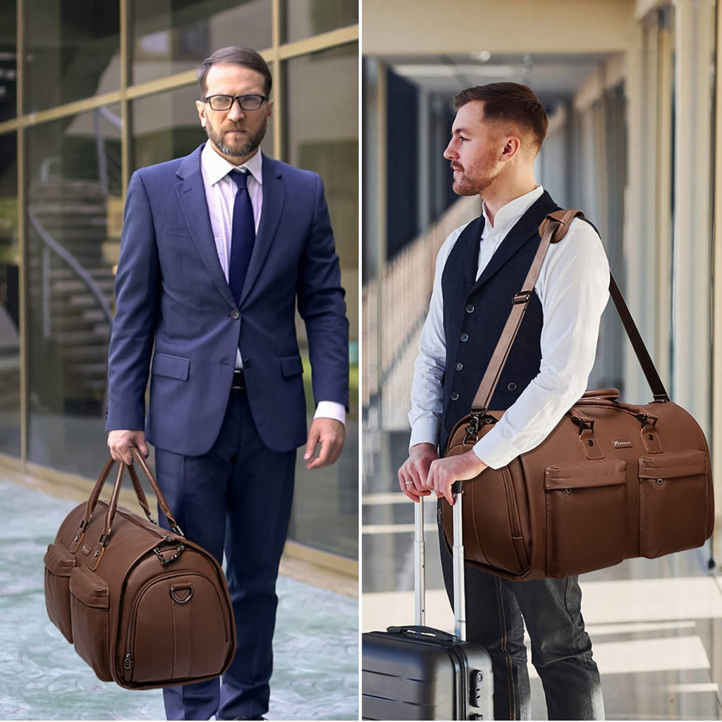 Modoker Garment Bags for Travel Carry on Duffle Bags for Airplane Weekender Suit Bags for Men Travel,2 in 1 Travel Duffel ang Garment Bags for Hanging Clothes,Black