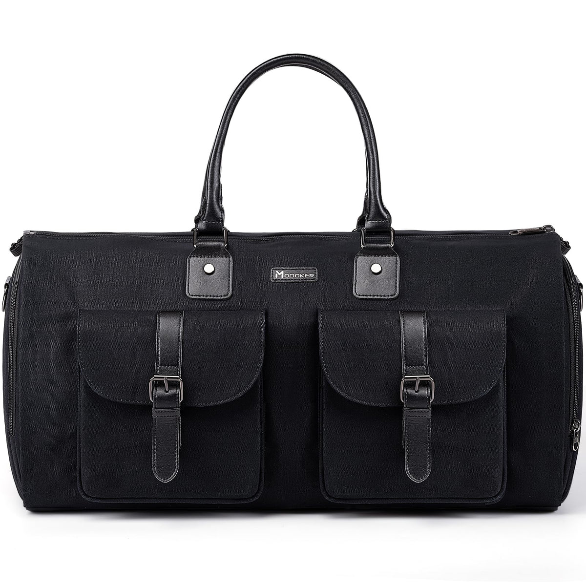 Modoker Garment Convertible Weekender Bag,Carry on Garment Bags for Travel Mens Suit Bag,Canvas Garment Duffle Bag Heavy Duty Overnight Bags for Men Women Hanging Clothes, Black